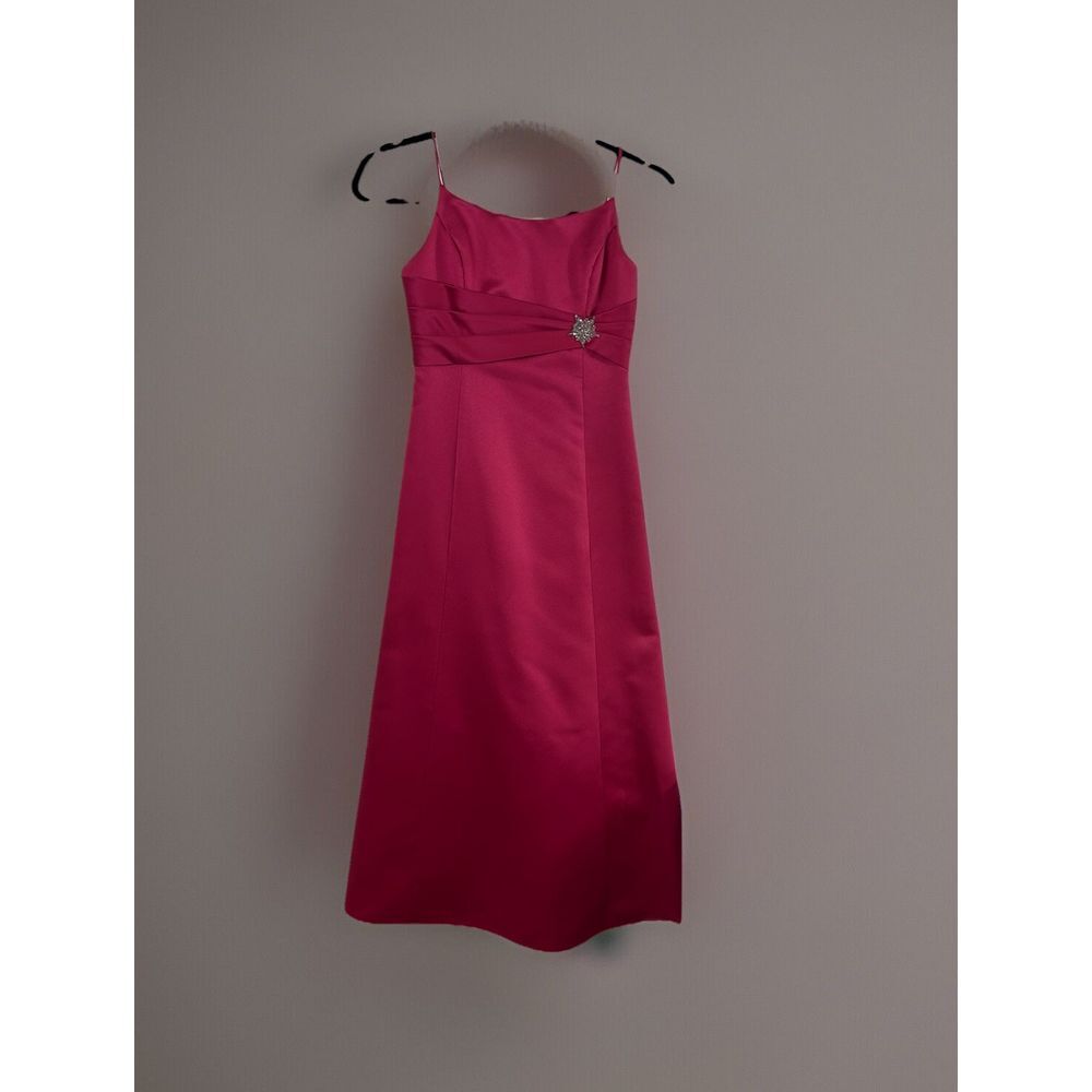 David's Bridal Girls Formal Dress Watermelon Satin Wedding Party Pageant Size 12